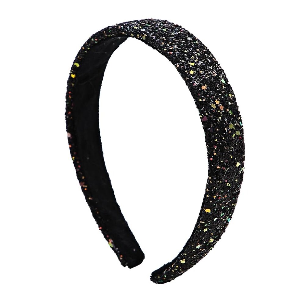 Sparkly Glitter Headband Black Bling Headbands for Girls Women Wedding Rhineston